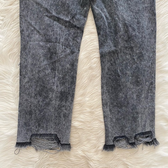 Free People Gray Acid Wash Maggie Distressed Straight Leg Jeans Bottlerocket - Picture 11 of 14